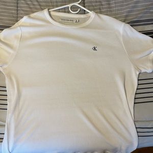 Calvin Klein Men's Short Sleeve Casual Monogram Waffle Crew Neck Shirt